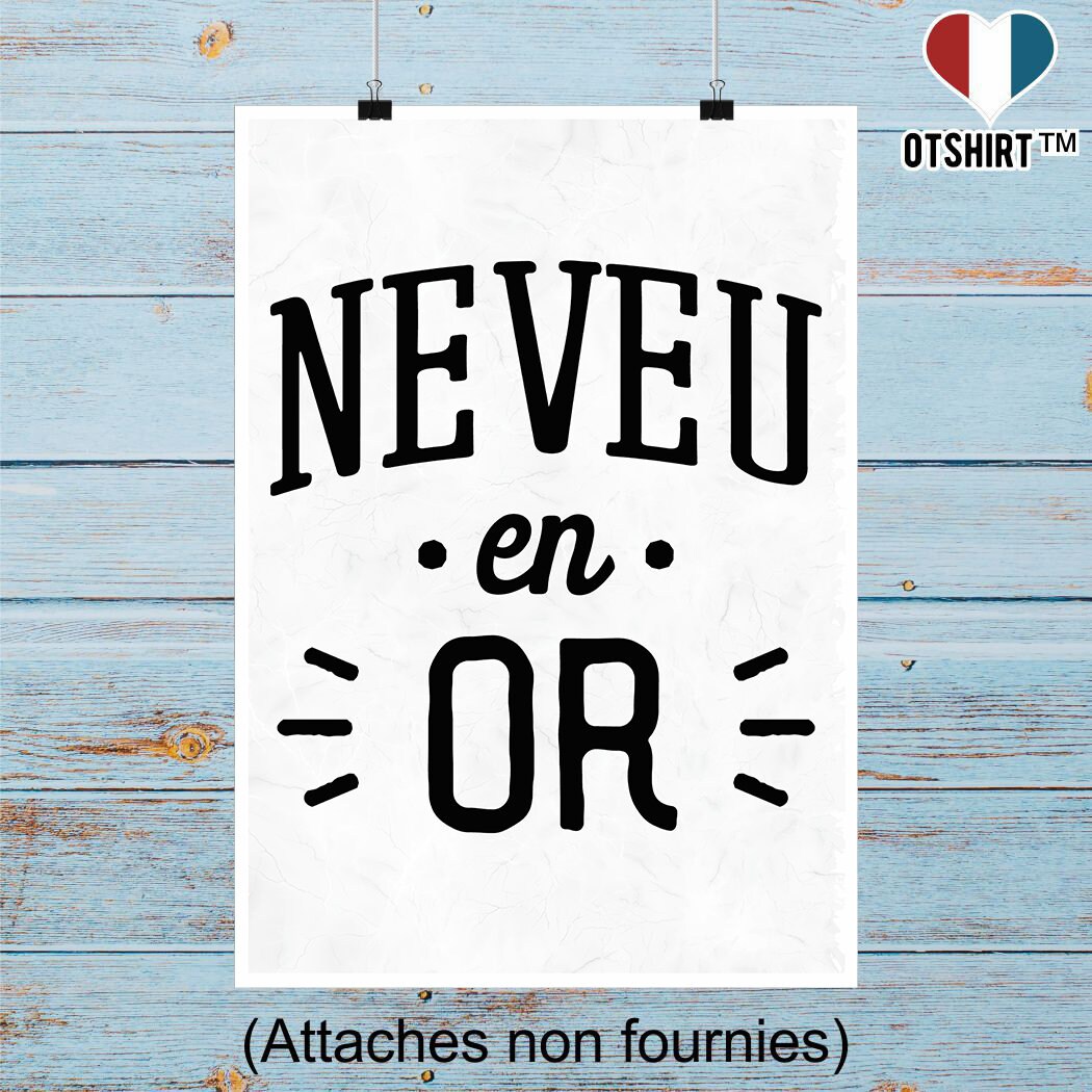 Affiche Neveu en Or | Cadeau Humour Décoration Murale Poster Citation Anniversaire