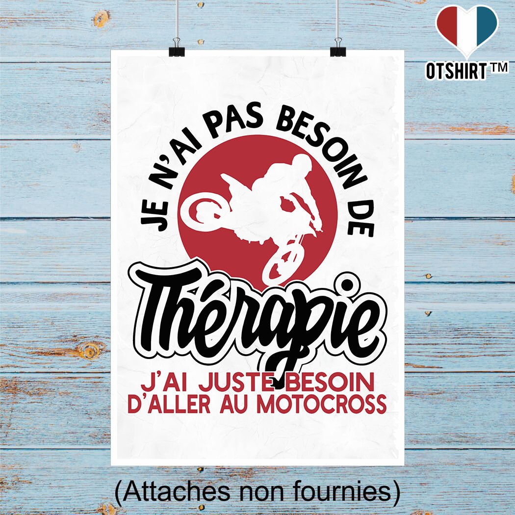 Affiche Thérapie Motocross | Cadeau Humour Décoration Murale Poster Citation Anniversaire