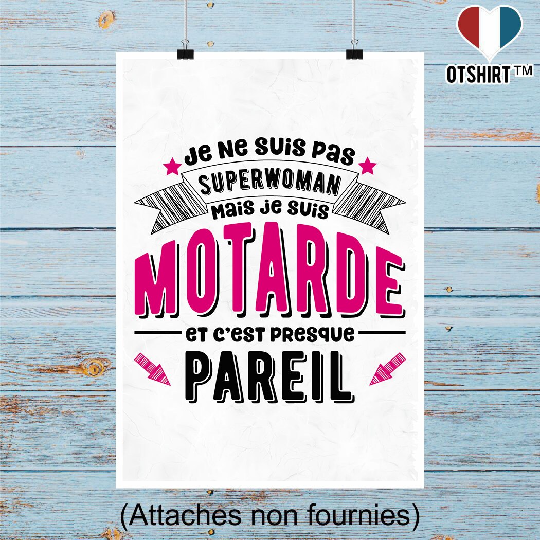Affiche Superwoman et Motarde | Cadeau Humour Décoration Murale Poster Citation Anniversaire