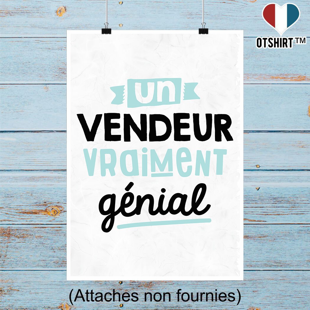 Affiche Un Vendeur Génial | Cadeau Humour Décoration Murale Poster Citation Anniversaire
