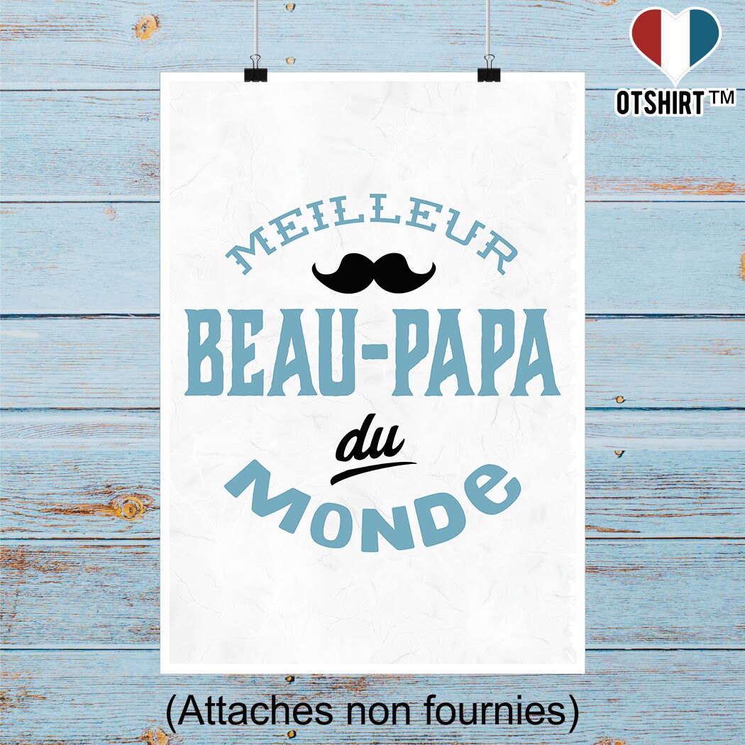 Affiche Meilleur Beau-Papa Du Monde | Cadeau Humour Décoration Murale Poster Citation Anniversaire