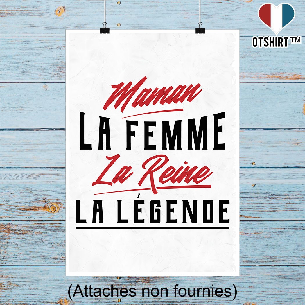 Affiche Maman La Légende | Cadeau Humour Décoration Murale Poster Citation Anniversaire