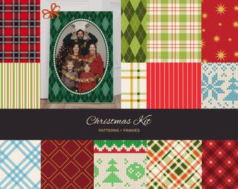 Christmas Frames and Patterns Bundle | Cozy Winter Svg & Holiday Png