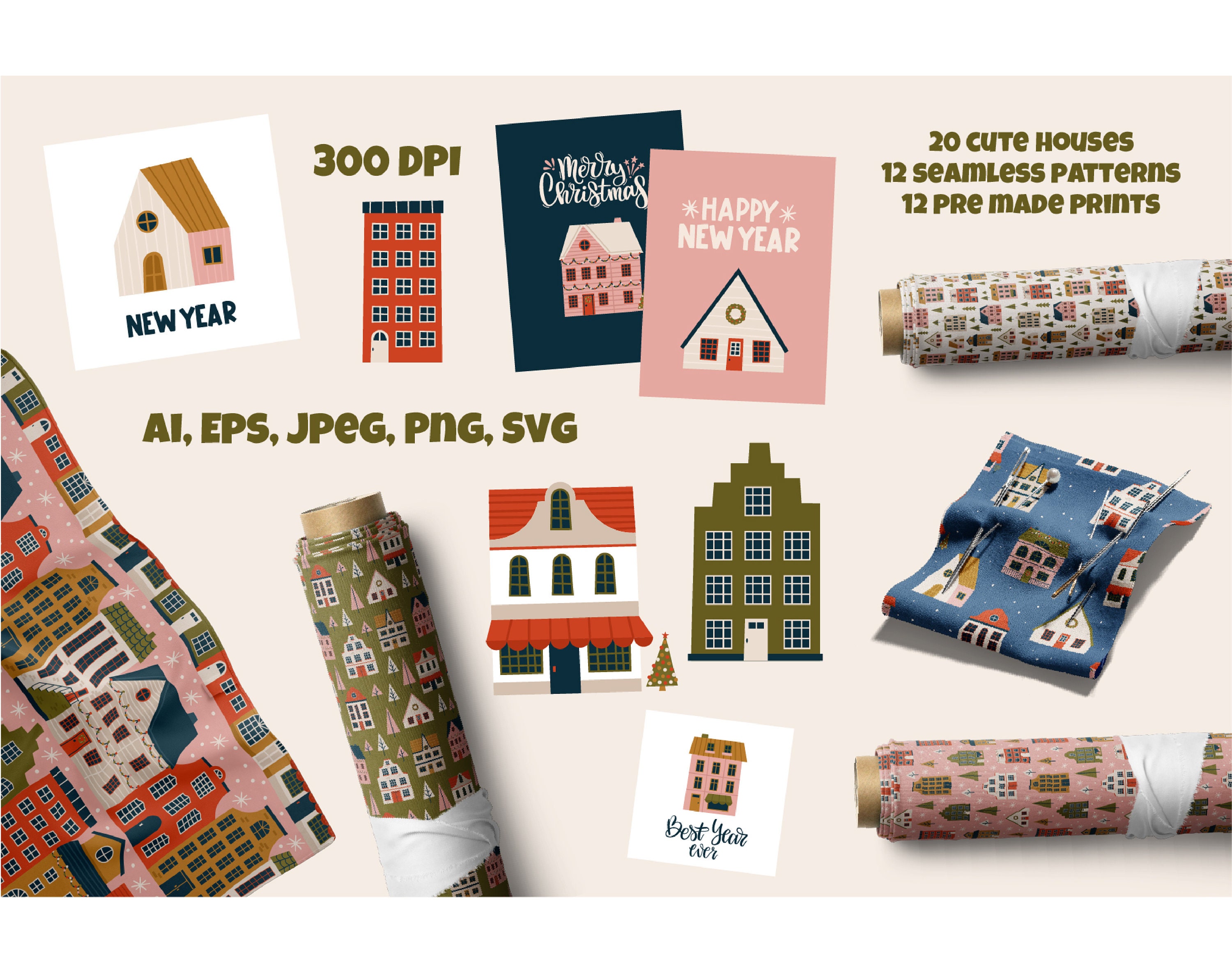 Christmas Cute Tiny Houses SVG Bundle, House SVG, House Clipart, Sweet ...