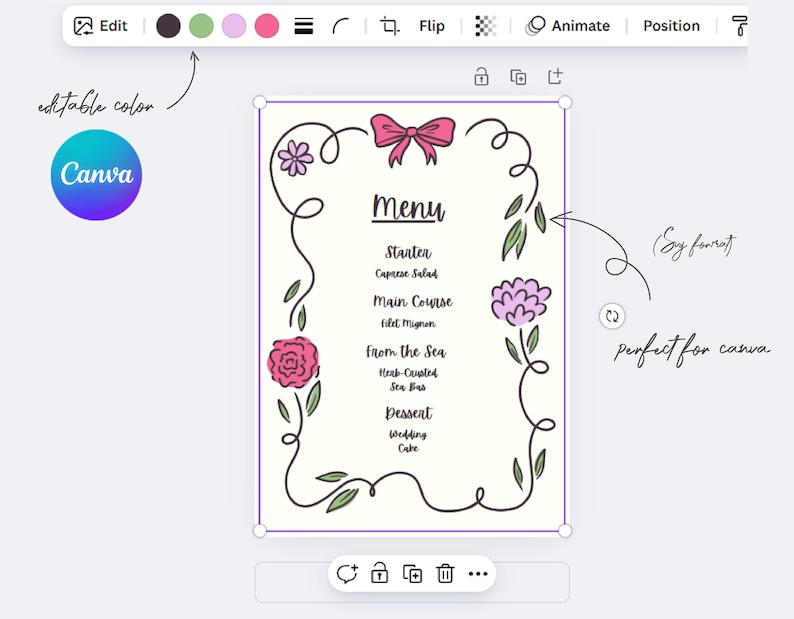 Spring Border Design Menu Spring Floral Frame SVG | Whimsical Bow & Flower Border PNG, Ribbon ...