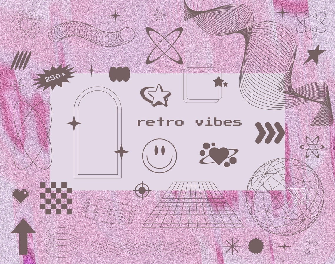 150 Aesthetic Y2k Stamps for Procreate, Futuristic Line Art Brushes ...