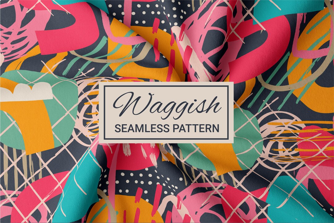 Digital Paper Bundle, Abstract Seamless Patterns Boho Organic Shapes ...