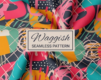 Digital Paper Bundle, Abstract Seamless Patterns Boho Organic Shapes Printable Scrapbook Set, Textile Pattern Fabric Pattern Prints Pack PNG