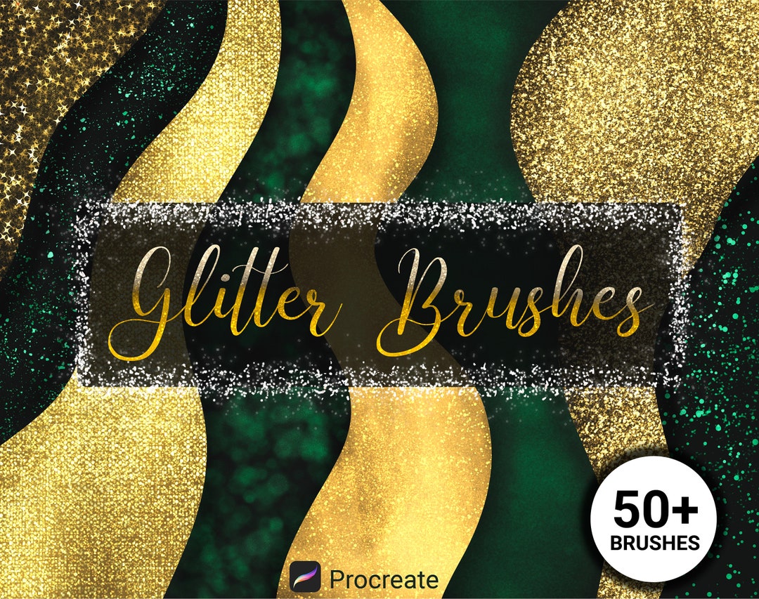 50 Glitter Procreate Brushes for Lettering, Sparkly Metallic Effect