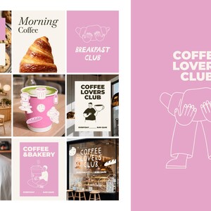 Pacchetto di clipart per caffè e prodotti da forno / Simpatiche icone PNG e SVG disegnate a mano con barista, croissant e torta, illustrazioni per menu e branding. immagine 5