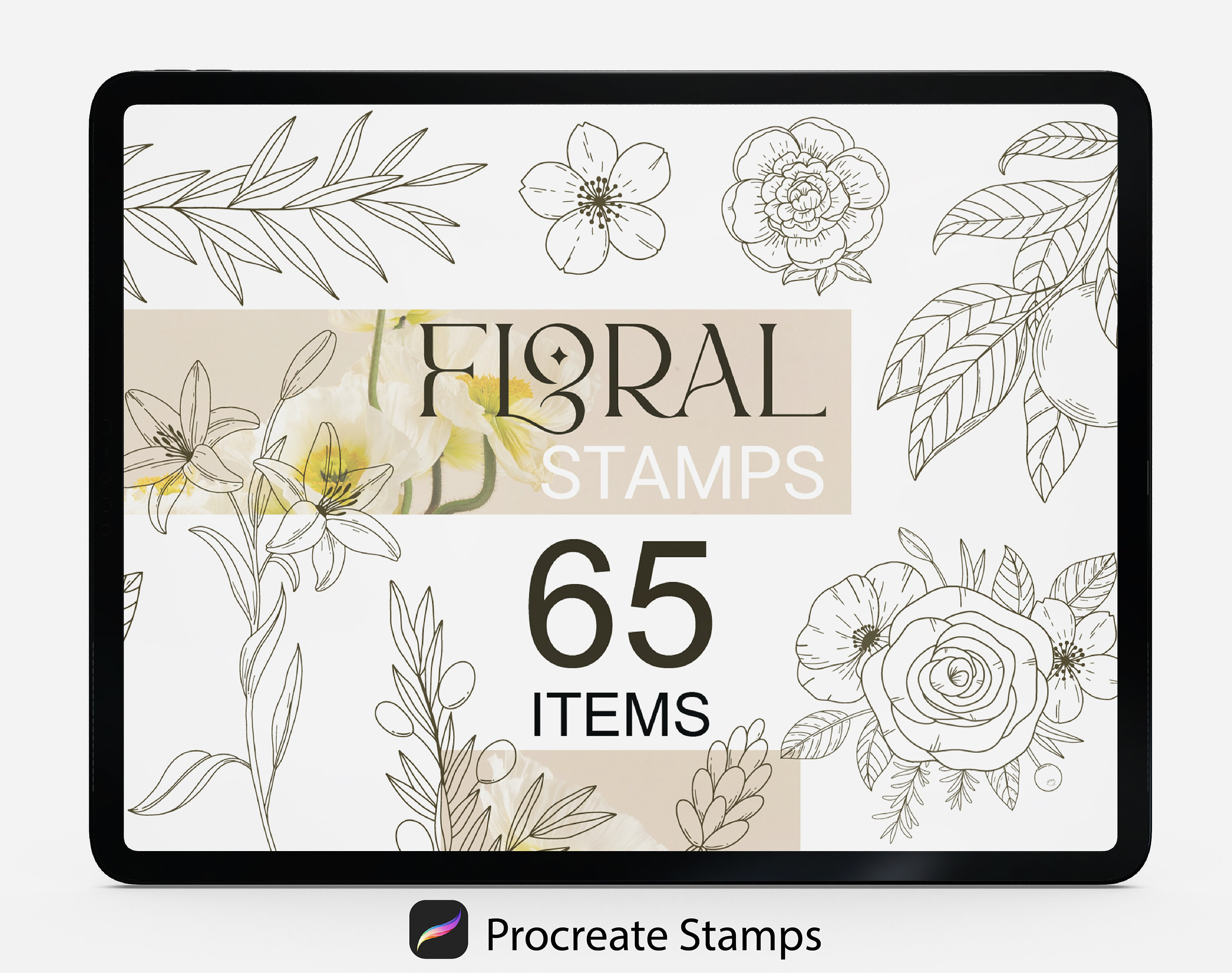 65 Procreate Floral Stamps, Procreate Flowers Stamps, Botanical Stamps ...