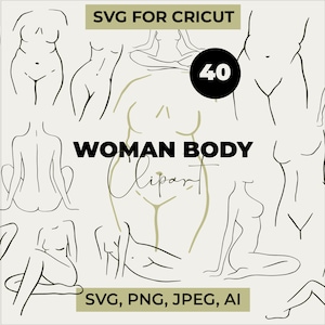 Paquete de Svg de cuerpo de mujer, Svg de arte lineal, Svg femenino, Svg de silueta, Svg floral, Svg de rostro abstracto, Svg moderno, Svg boho, archivos Svg para Cricut