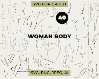 Paquete de Svg de cuerpo de mujer, Svg de arte lineal, Svg femenino, Svg de silueta, Svg floral, Svg de rostro abstracto, Svg moderno, Svg boho, archivos Svg para Cricut