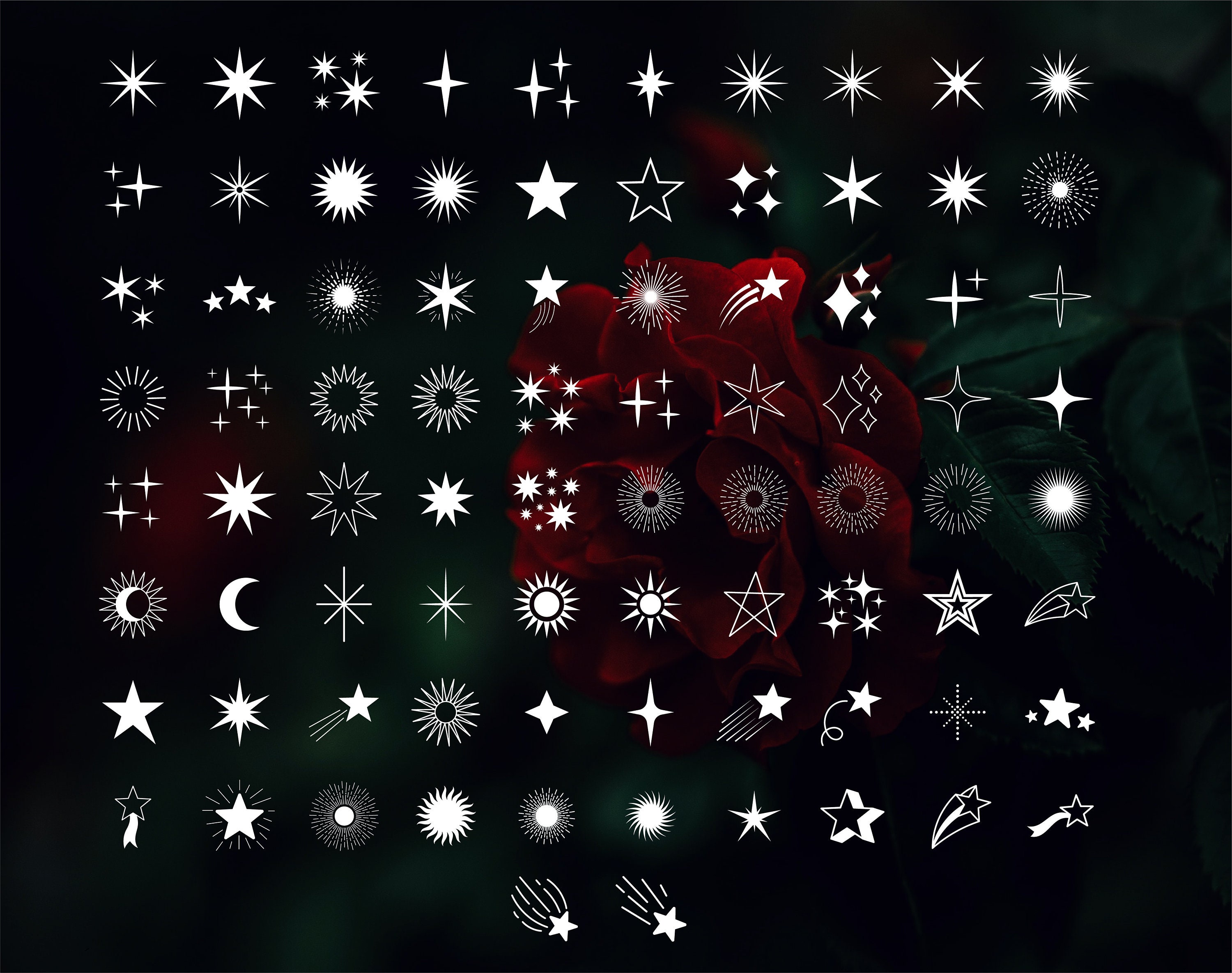 100 Stars Brush for Procreate, Stars and Moon Stamps, Glow Star ...