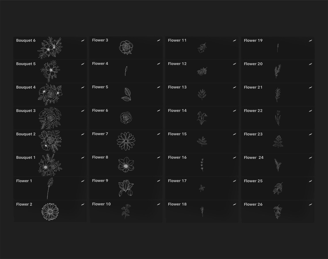 65 Procreate Floral Stamps, Procreate Flowers Stamps, Botanical Stamps ...