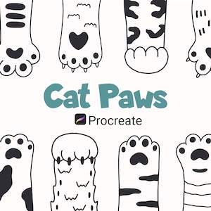 Cat Paw, Paw Stamps, Cute Paw , Pet Paw, Animal Paw, Procreate stamps, PAW Print Line art, Animal Paws Stamps, Paw Doodle, Procreate brushes
