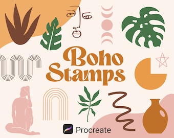 100 Procreate Boho Stamps, Bohemian Art Brushes, Abstract Procreate Contemporary Stamps, Doodle Procreate Stamps, Texture Brush, Line Art