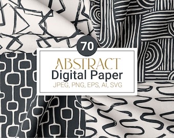 70 Digital Paper Bundle, Abstract Seamless Patterns Boho Organic Shapes Printable Scrapbook Set, Textile Pattern Fabric Pattern Prints Pack