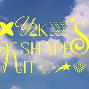 150 Aesthetic Y2k Stamps for Procreate, Futuristic Line Art Brushes, Heart, Stars shapes, Basic Brushes, 3d Silhouette brush pack image 2