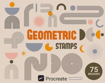 75 sellos geométricos bohemios para Procreate: Pinceles de arte abstracto (descarga digital)