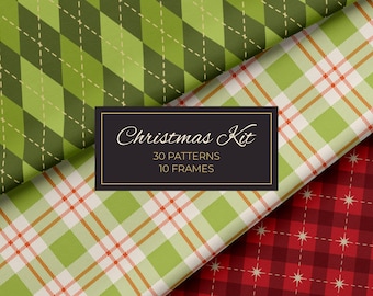Christmas Frames and Patterns Bundle | Cozy Winter Svg & Holiday Png