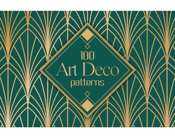 Art Deco Digital Paper, Geometric line art seamless retro Gatsby patterns, Vintage Scrapbook Printable Abstract  Backgrounds, Jpeg Png Eps