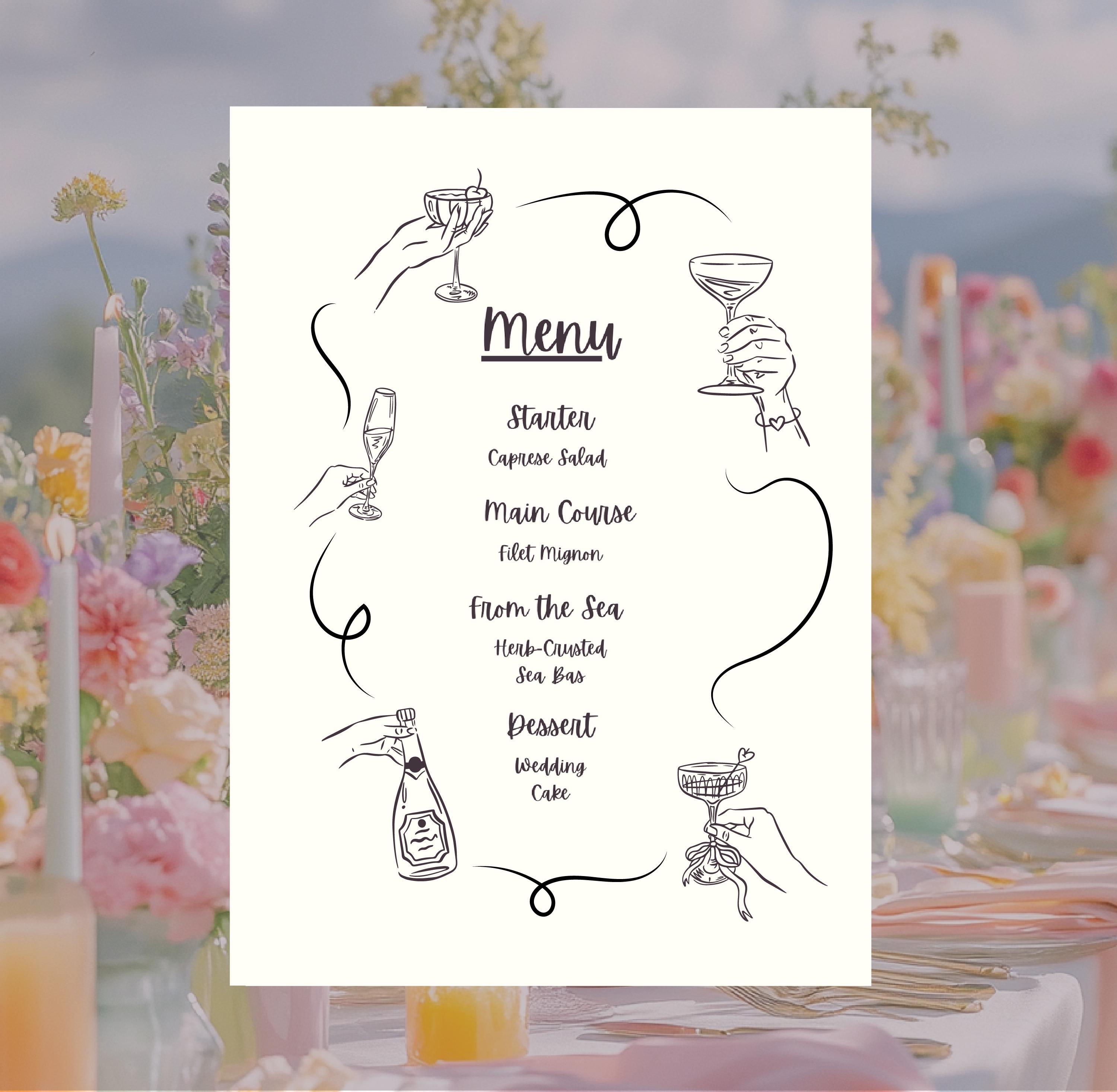 Whimsical Cocktail Clipart SVG PNG | Hand Drawn Drinks, Champagne ...