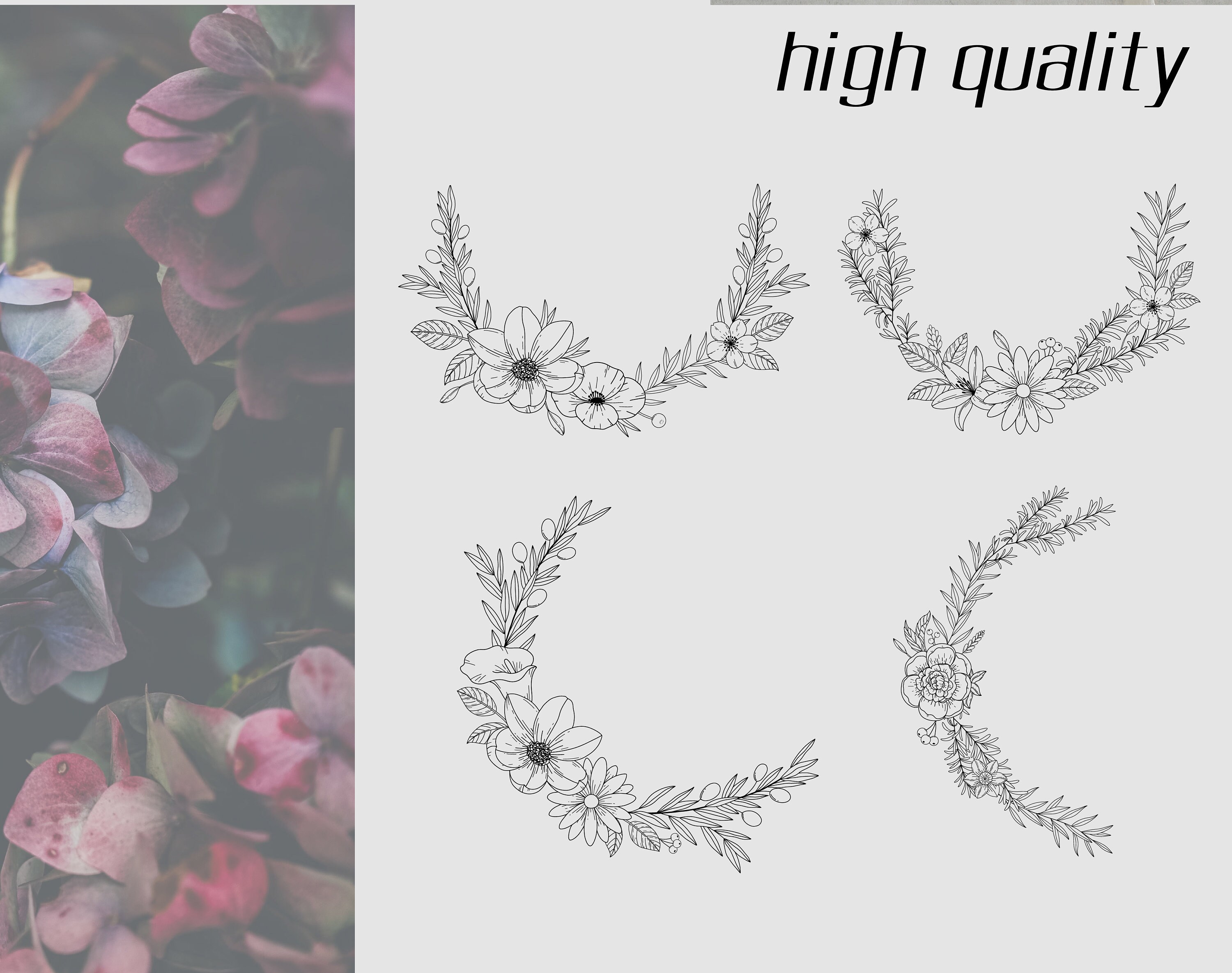 20 Procreate Floral Wreath Stamps, Procreate Flowers Frame Stamps ...