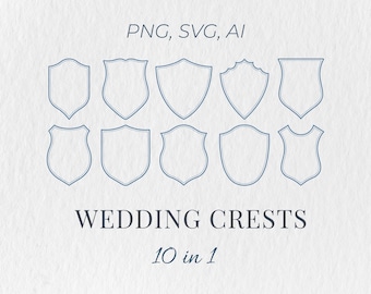 Elegantes Hochzeit Wappen Clipart: Vintage Schild Monogramm (Digitaler Download)
