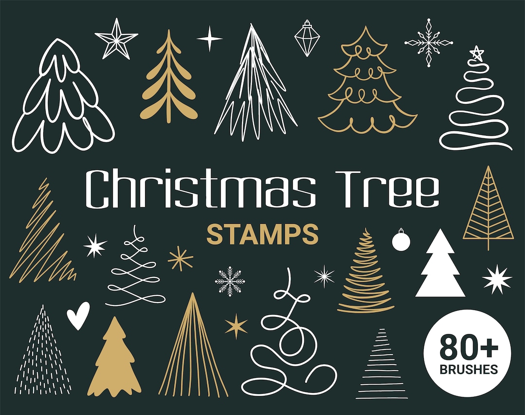 80+ Procreate Christmas Tree Stamps With Decorations, Christmas Tree ...