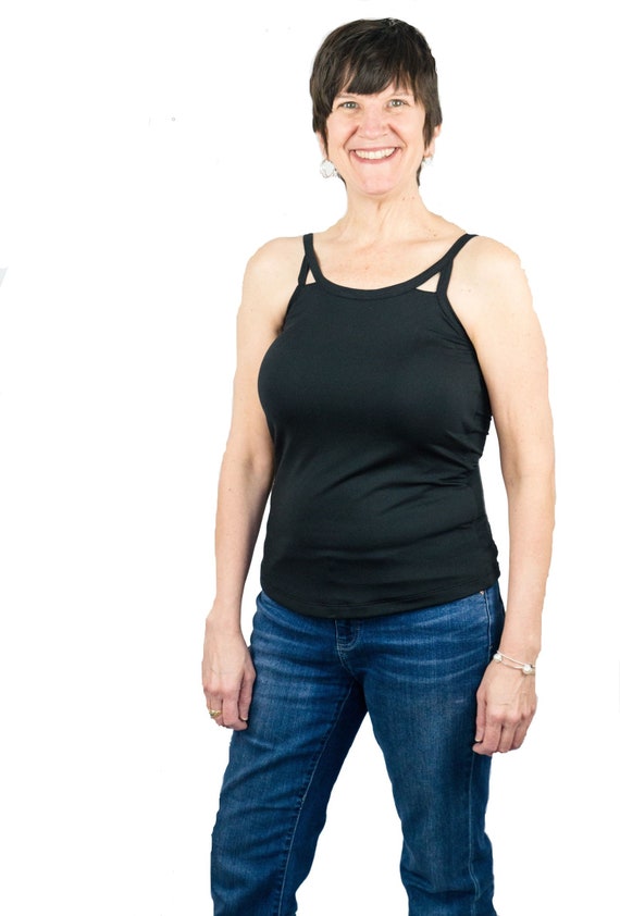 Mastectomy Camisole / Cut-out Tank Top With Built-in Breast Prosthetics NO  Bra Band -  Canada