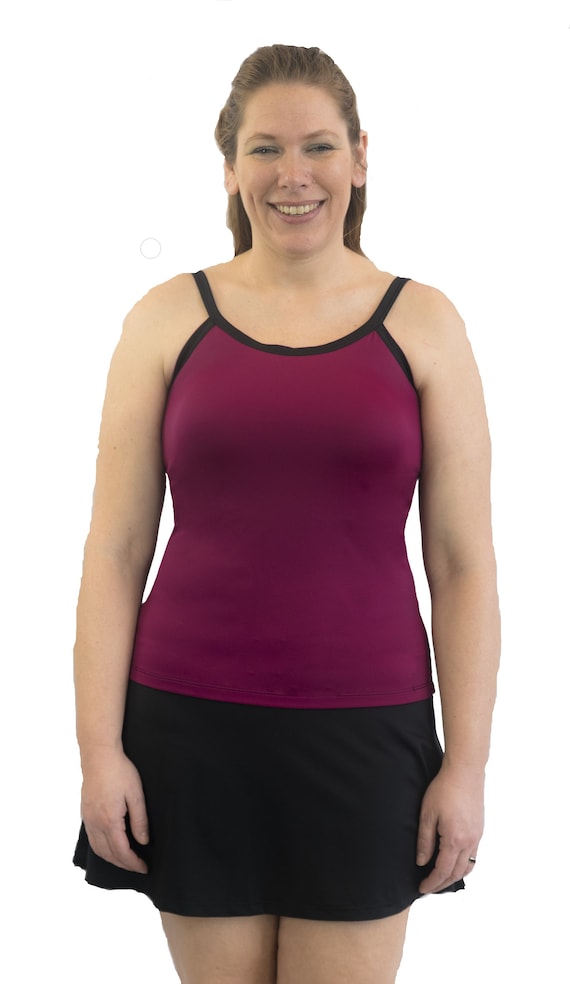 Mastectomy Swimwear Tankini Top With Built-in Breast Prosthetics NO Bra  Band 