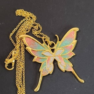 Mint Orange Gold Resin Butterfly