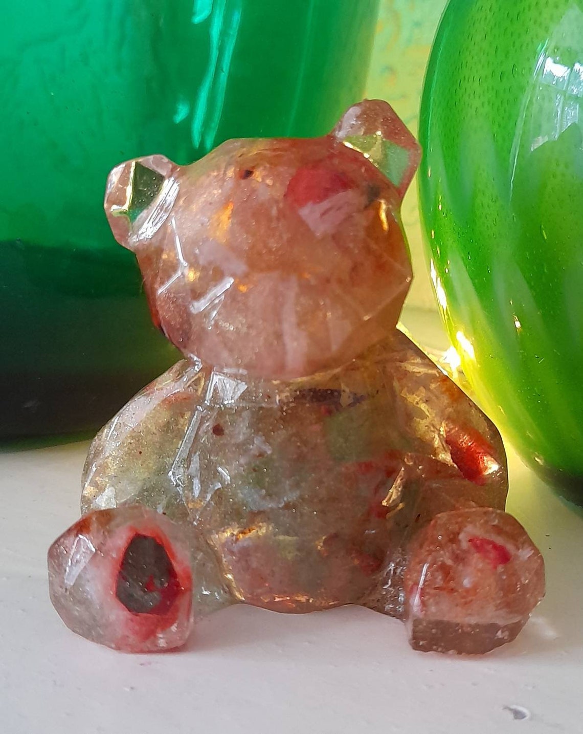 Handmade Brown Recycled Resin Faceted Bear Etsy