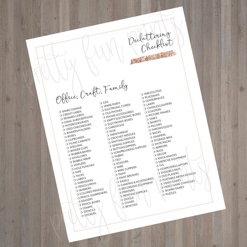 Declutter Printable KonMari Checklist Printable Marie Kondo | Etsy
