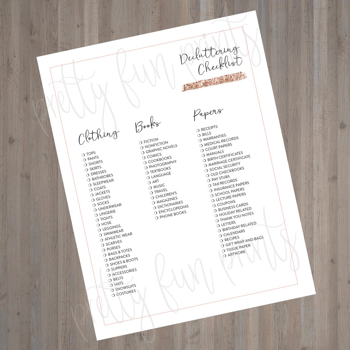 Declutter Printable Konmari Checklist Printable Marie Kondo | Etsy