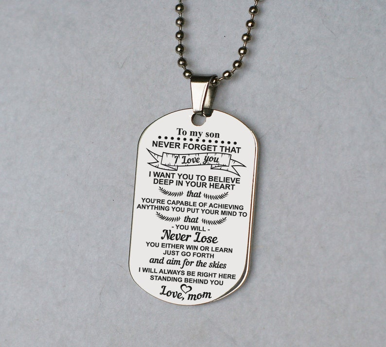 Pendant Necklace From Mom Best gift to my son army dog tag son gift E custom son dog tag son pendant necklace gift for her boy birthday