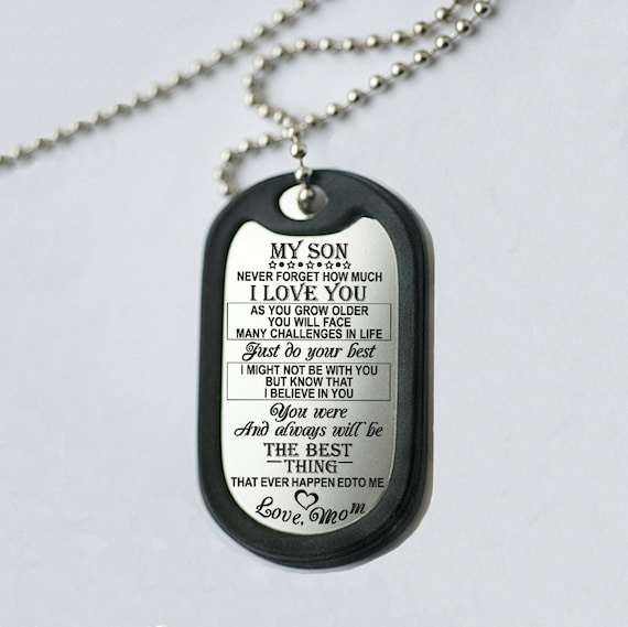 dog tag necklace for son from mom