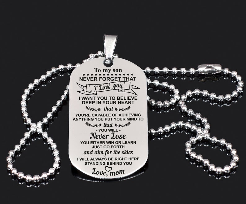 Pendant Necklace From Mom Best gift to my son army dog tag son gift E custom son dog tag son pendant necklace gift for her boy birthday