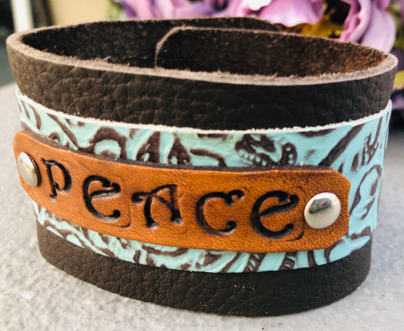 Peace bracelet/ personalized leather bracelet/ leather | Etsy
