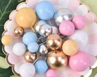 Gold Decorative Balls-Silver Decorative Balls-Golden Ball Cake Topper-Cake Decor-Wedding-Colored Cake Balls
