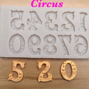 Old English Number - Circus Number Mold - Number Silicone Mold - Cupcake Topper - Cake Decor - Number Mold