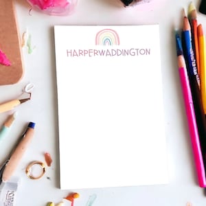 Bloc de notas personalizado arco iris colorido / estacionario personalizado / bloc de notas / papelería para niños / estudiante