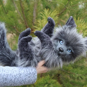 IN STOCK Gray Wolf realistic animal plush puppy poseable doll