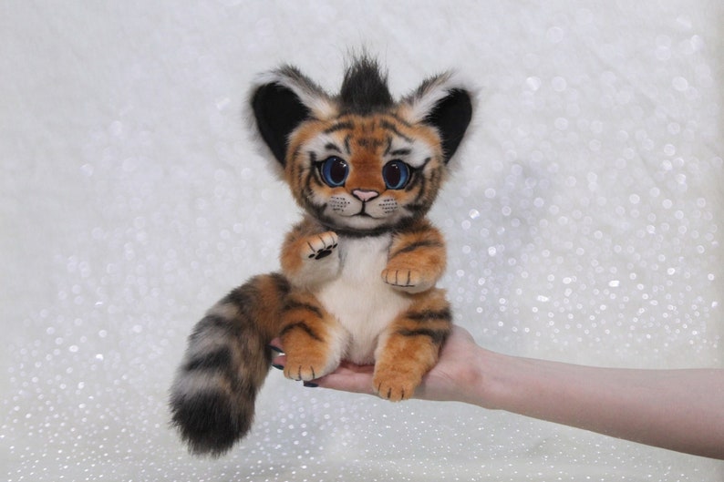 Tiger cub plush art toy ooak stuffed animal poseable | Etsy