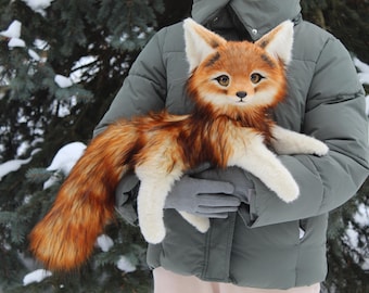 Pre-order White-red fox poseable art doll plush animal