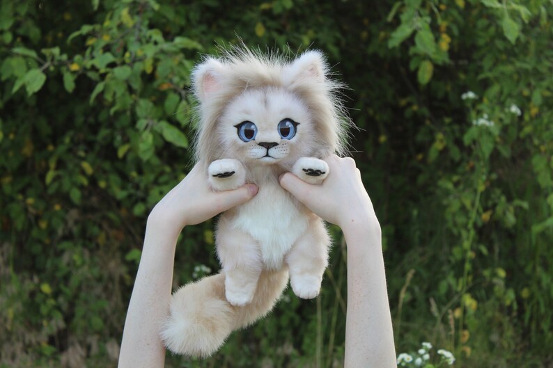 White Lion Cub Plush Poseable Art Toy Gift Collectible - Etsy