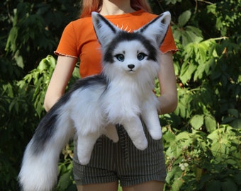 Pre-order Canadian marble fox realistic plush stuffed animal
