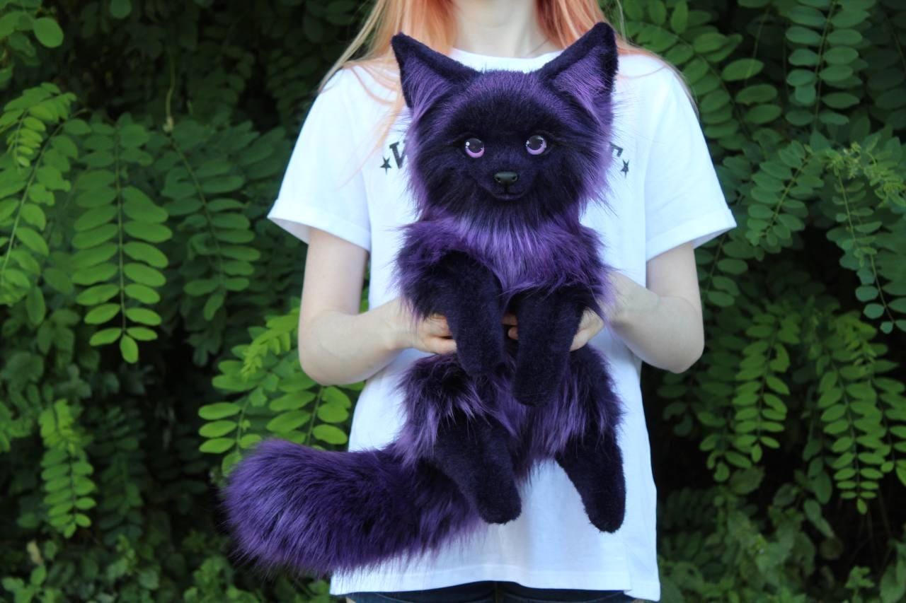Pre-order Dark Purple Fox Poseable Art Doll Plush Animal - Etsy