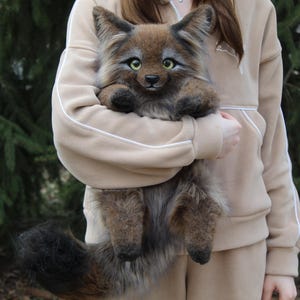 Pre-order Hazel Brown Fox plush poseable art doll soft sculpture